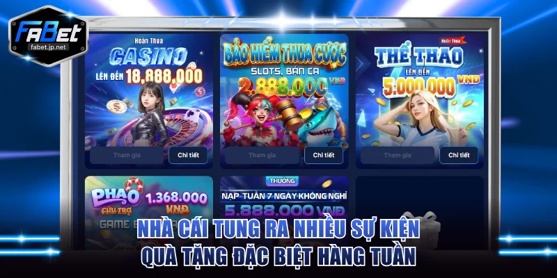 Nhà cái tung ra nhiều sự kiện quà tặng đặc biệt hàng tuần